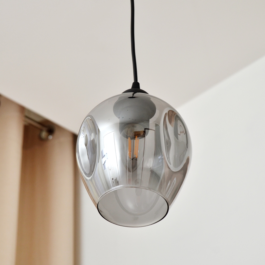 Lampadario a sospensione con filo LILI 1xE27/15W/230V nero/grigio