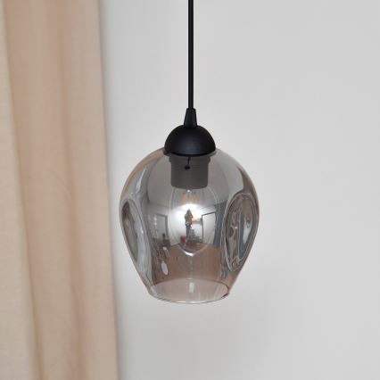 Lampadario a sospensione con filo LILI 1xE27/15W/230V nero/grigio
