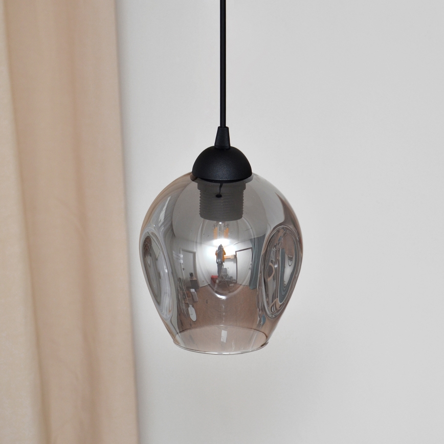 Lampadario a sospensione con filo LILI 1xE27/15W/230V nero/grigio