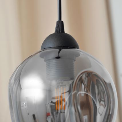 Lampadario a sospensione con filo LILI 1xE27/15W/230V nero/grigio