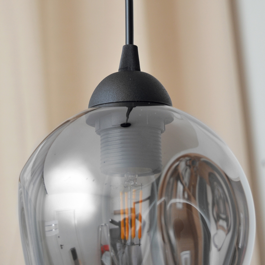 Lampadario a sospensione con filo LILI 1xE27/15W/230V nero/grigio