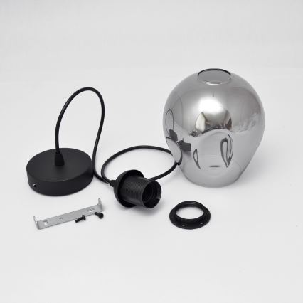 Lampadario a sospensione con filo LILI 1xE27/15W/230V nero/grigio