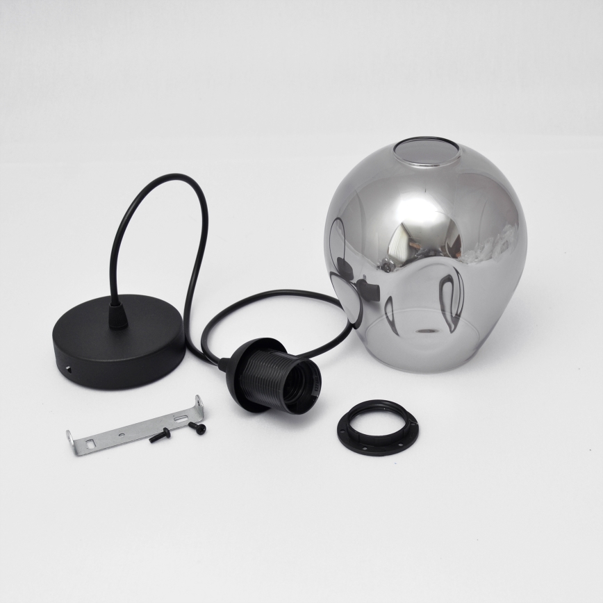 Lampadario a sospensione con filo LILI 1xE27/15W/230V nero/grigio