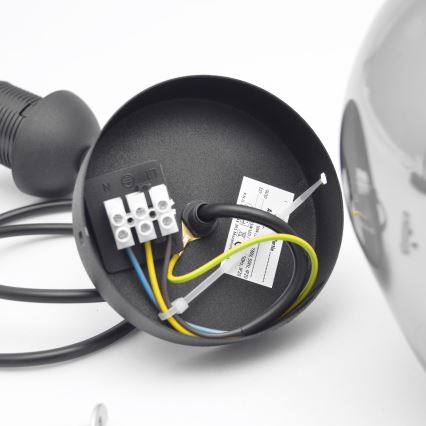 Lampadario a sospensione con filo LILI 1xE27/15W/230V nero/grigio