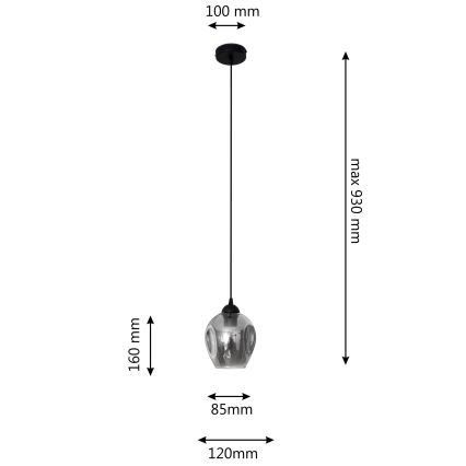 Lampadario a sospensione con filo LILI 1xE27/15W/230V nero/grigio