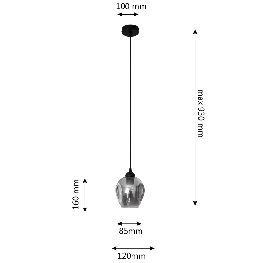 Lampadario a sospensione con filo LILI 1xE27/15W/230V nero/grigio