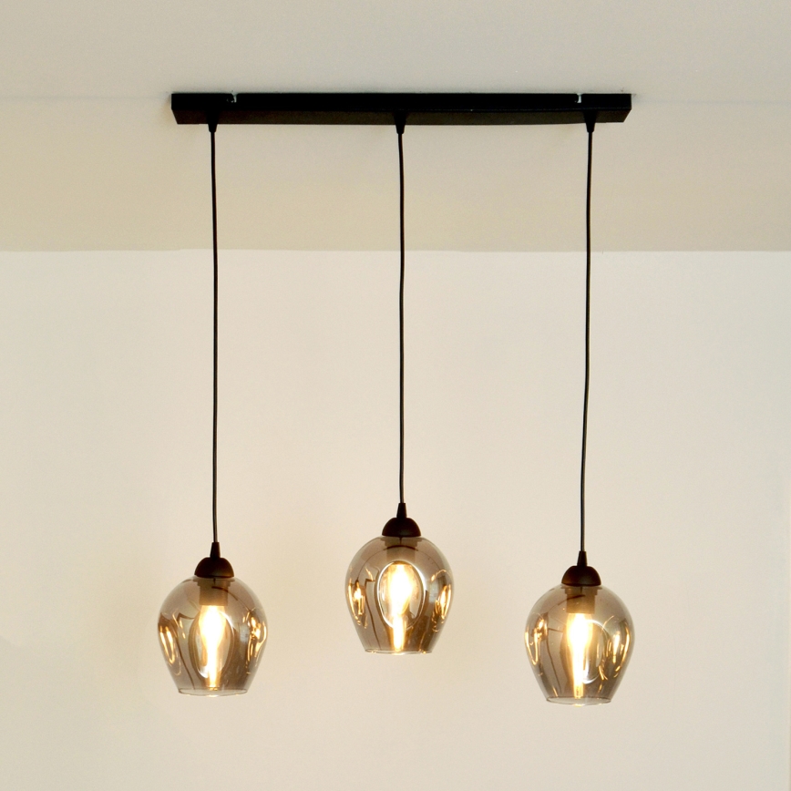 Lampadario a sospensione con filo LILI 3xE27/15W/230V nero/grigio