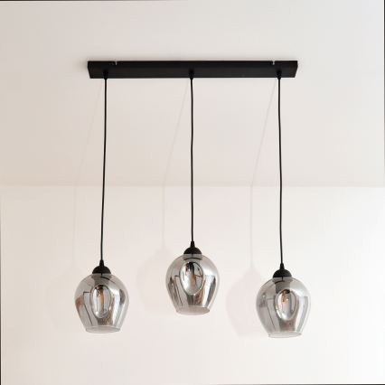 Lampadario a sospensione con filo LILI 3xE27/15W/230V nero/grigio