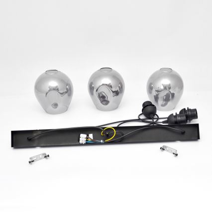 Lampadario a sospensione con filo LILI 3xE27/15W/230V nero/grigio