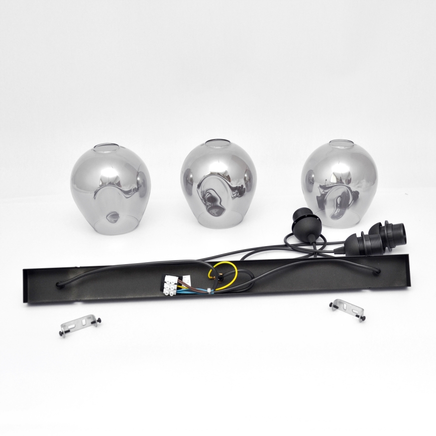 Lampadario a sospensione con filo LILI 3xE27/15W/230V nero/grigio