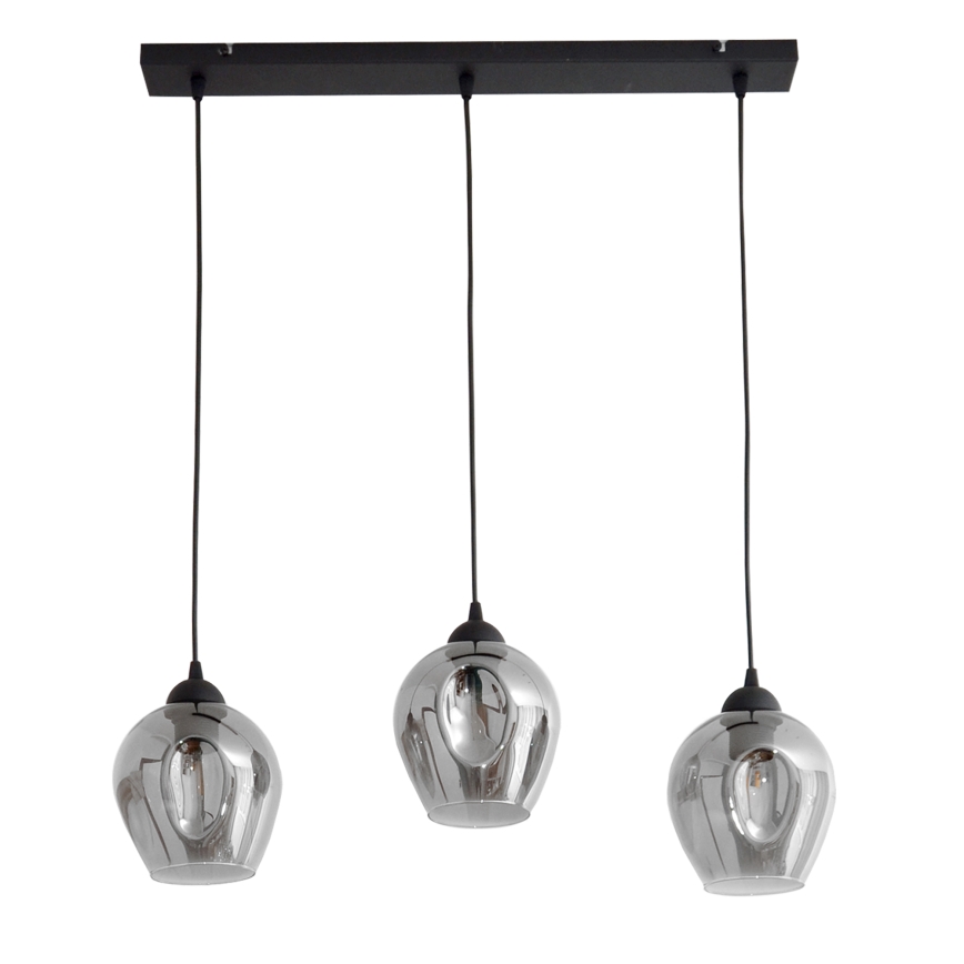 Lampadario a sospensione con filo LILI 3xE27/15W/230V nero/grigio
