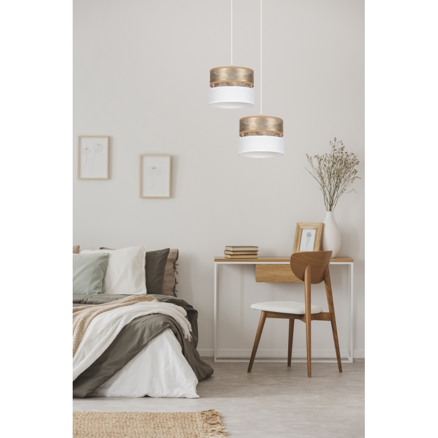Lampadario a sospensione con filo LIMA 1xE27/60W/230V oro/bianco