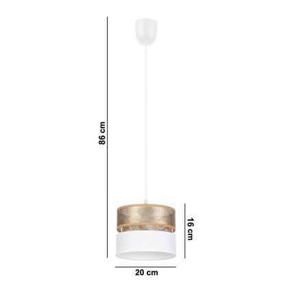 Lampadario a sospensione con filo LIMA 1xE27/60W/230V oro/bianco