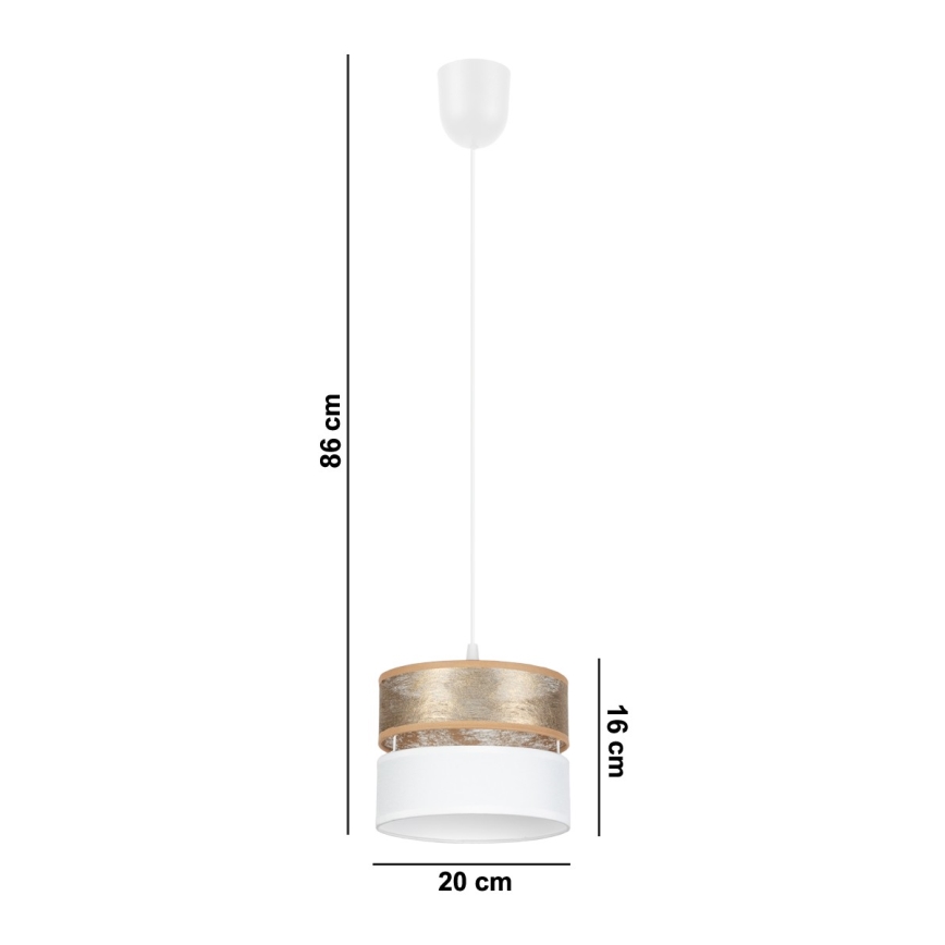 Lampadario a sospensione con filo LIMA 1xE27/60W/230V oro/bianco