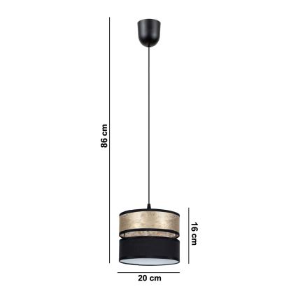 Lampadario a sospensione con filo LIMA 1xE27/60W/230V oro/nero