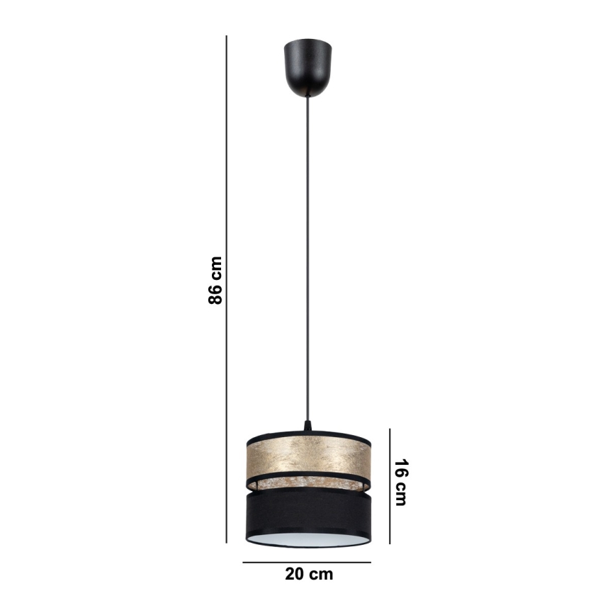 Lampadario a sospensione con filo LIMA 1xE27/60W/230V oro/nero