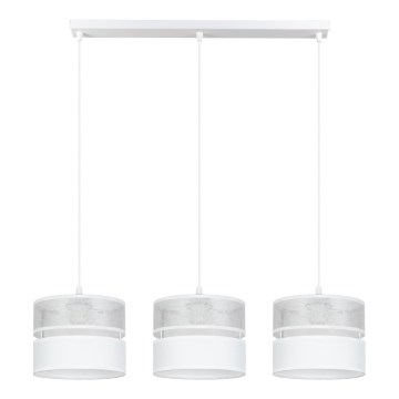 Lampadario a sospensione con filo LIMA 3xE27/60W/230V argento/bianco