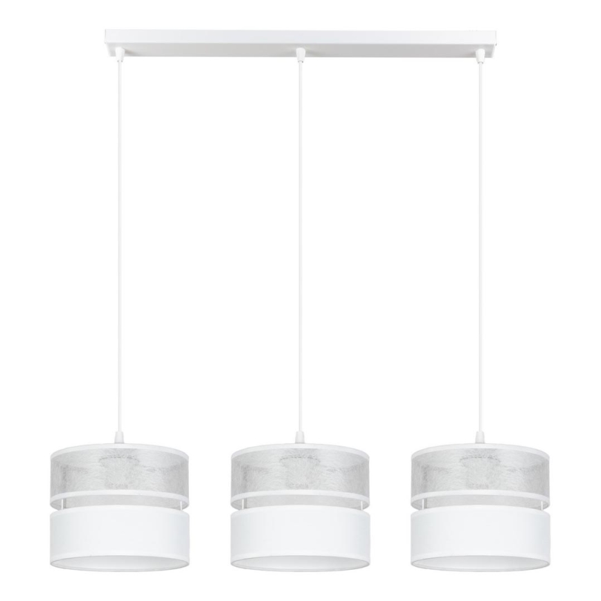 Lampadario a sospensione con filo LIMA 3xE27/60W/230V argento/bianco