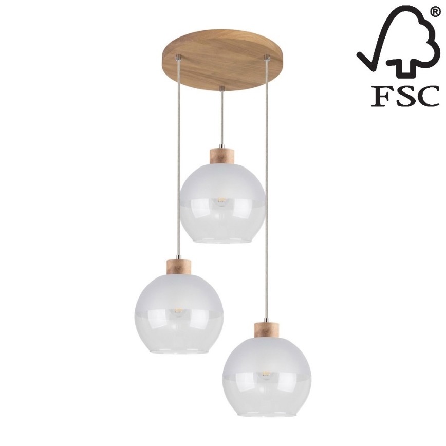 Lampadario a sospensione con filo LINEA 3xE27/60W/230V - certificato FSC