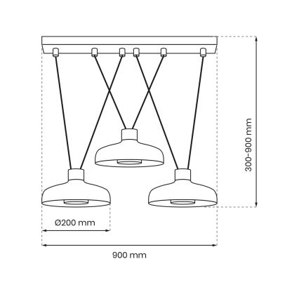 Lampadario a sospensione con filo LINEA 3xGX53/12W/230V nero