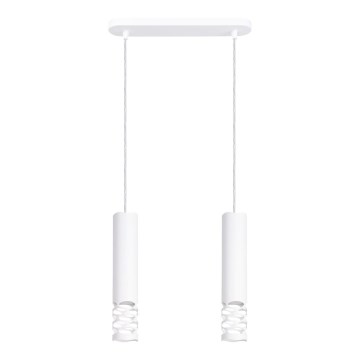 Lampadario a sospensione con filo LIRO 2xGU10/10W/230V bianco