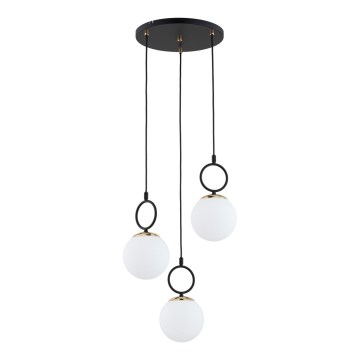 Lampadario a sospensione con filo LISTER 3xE14/10W/230V nero/bianco