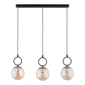 Lampadario a sospensione con filo LISTER 3xE14/10W/230V nero/fumé beige