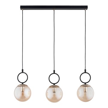 Lampadario a sospensione con filo LISTER 3xE14/10W/230V nero/fumé beige