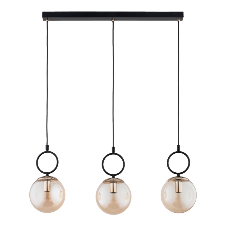 Lampadario a sospensione con filo LISTER 3xE14/10W/230V nero/fumé beige