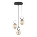 Lampadario a sospensione con filo LISTER 3xE14/10W/230V nero/fumé beige
