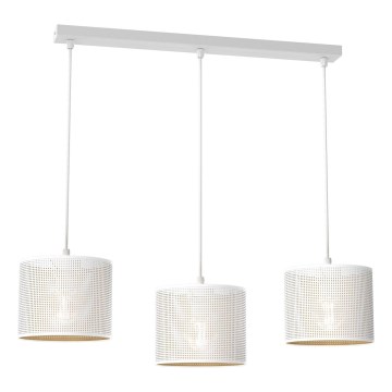 Lampadario a sospensione con filo LOFT SHADE 3xE27/60W/230V bianco/oro