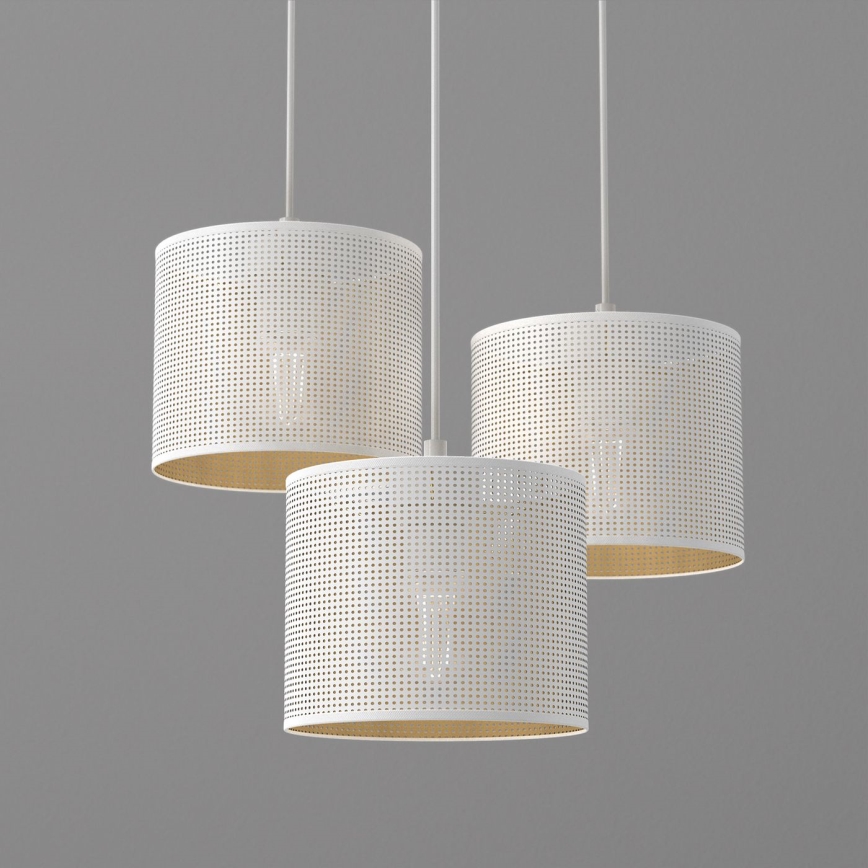 Lampadario a sospensione con filo LOFT SHADE 3xE27/60W/230V bianco/oro