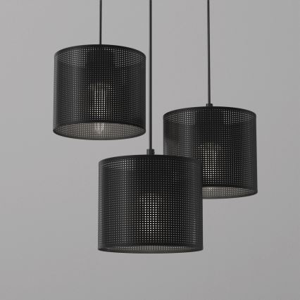 Lampadario a sospensione con filo LOFT SHADE 3xE27/60W/230V nero