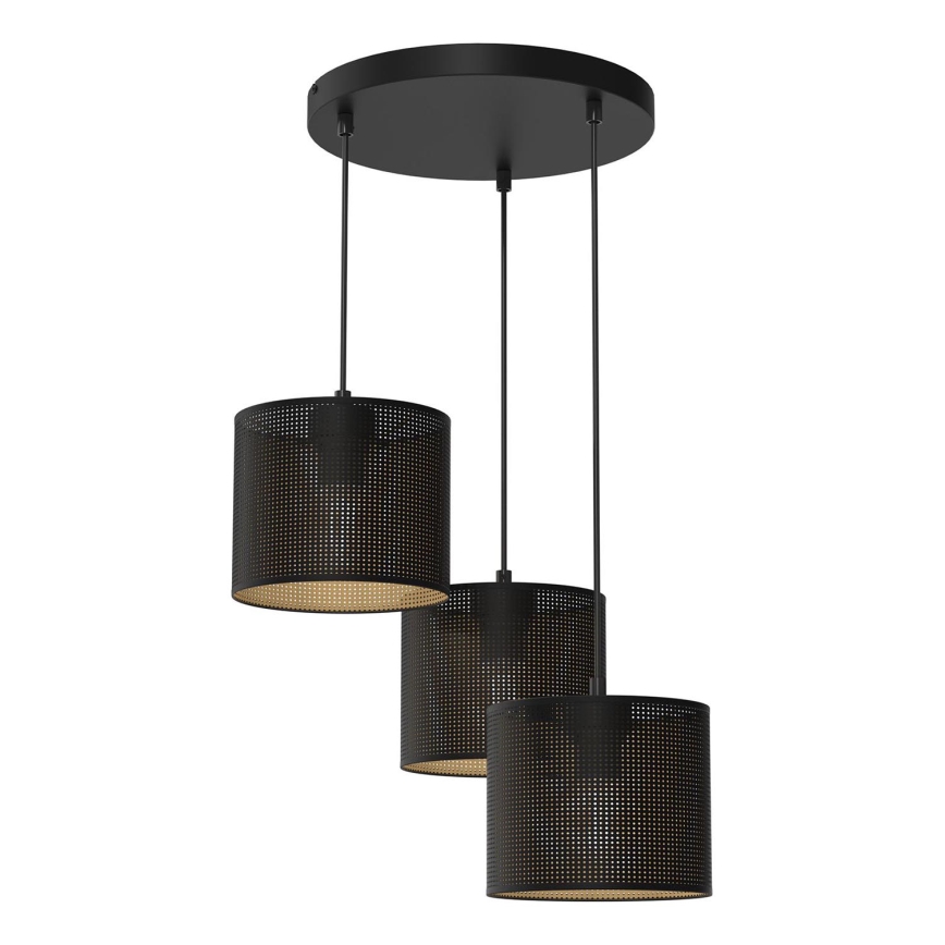 Lampadario a sospensione con filo LOFT SHADE 3xE27/60W/230V nero/oro