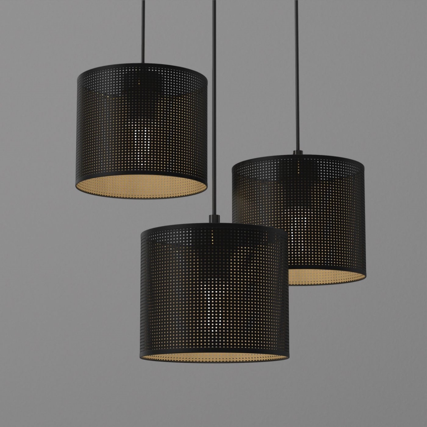 Lampadario a sospensione con filo LOFT SHADE 3xE27/60W/230V nero/oro