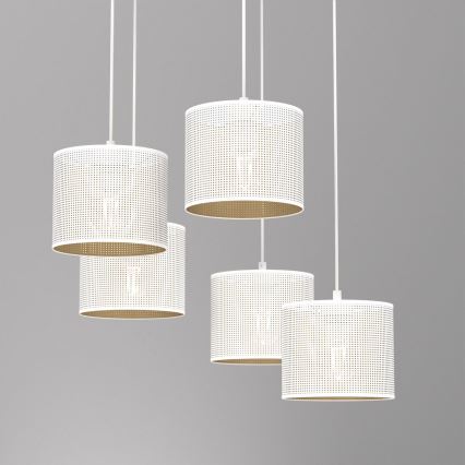 Lampadario a sospensione con filo LOFT SHADE 5xE27/60W/230V bianco/oro