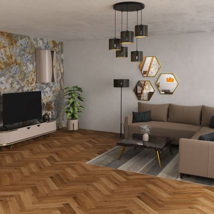 Lampadario a sospensione con filo LOFT SHADE 5xE27/60W/230V nero/oro
