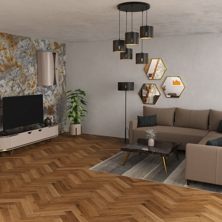 Lampadario a sospensione con filo LOFT SHADE 5xE27/60W/230V nero/oro