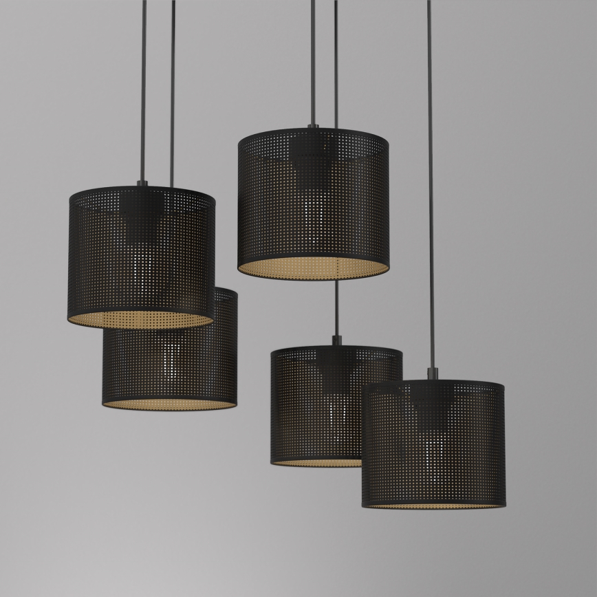 Lampadario a sospensione con filo LOFT SHADE 5xE27/60W/230V nero/oro