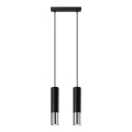 Lampadario a sospensione con filo LOOPEZ 2xGU10/10W/230V nero/cromo lucido