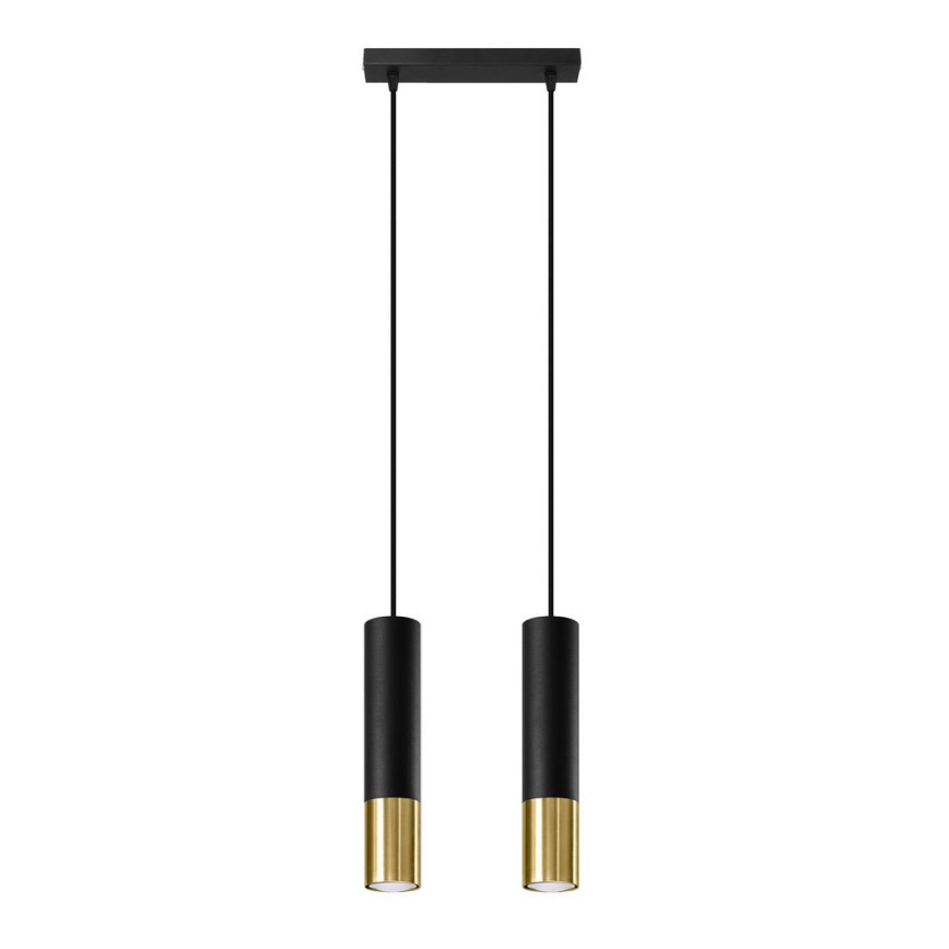 Lampadario a sospensione con filo LOOPEZ 2xGU10/10W/230V nero/oro