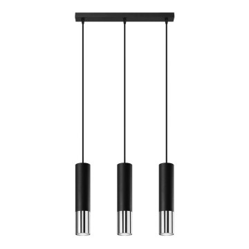 Lampadario a sospensione con filo LOOPEZ 3xGU10/10W/230V nero/cromo lucido