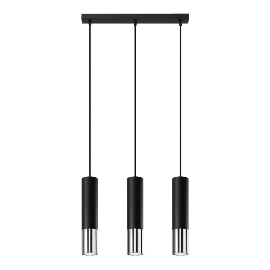 Lampadario a sospensione con filo LOOPEZ 3xGU10/10W/230V nero/cromo lucido