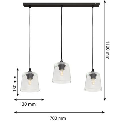 Lampadario a sospensione con filo LUCEA 3xE27/15W/230V
