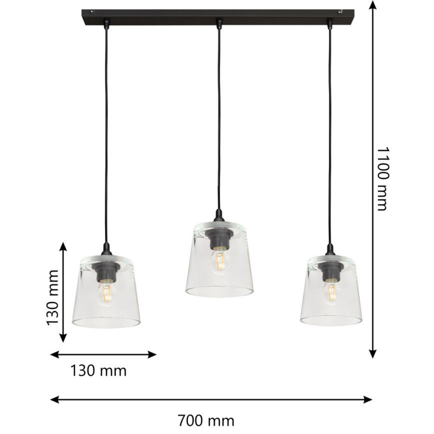 Lampadario a sospensione con filo LUCEA 3xE27/15W/230V