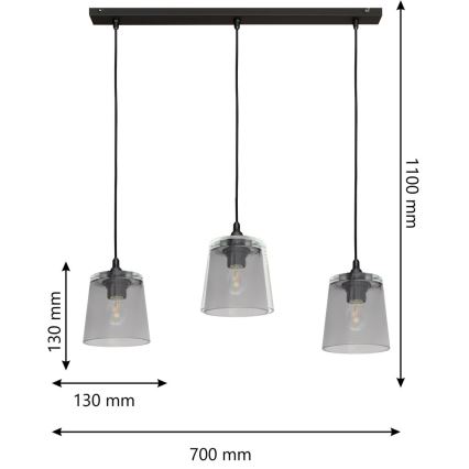 Lampadario a sospensione con filo LUCEA 3xE27/15W/230V