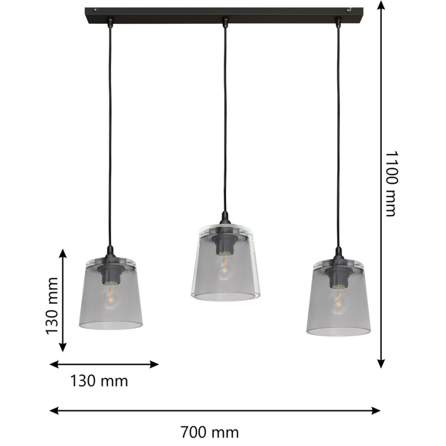 Lampadario a sospensione con filo LUCEA 3xE27/15W/230V