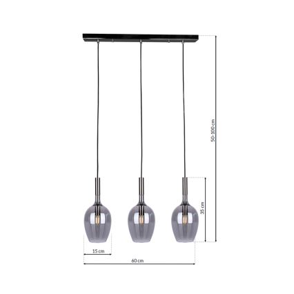 Lampadario a sospensione con filo LUGANO 3xE14/40W/230V grigio