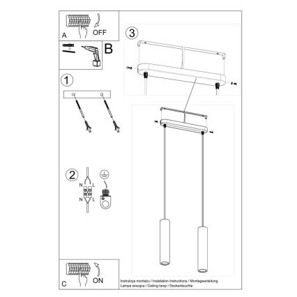 Lampadario a sospensione con filo LUVO 2xGU10/40W/230V