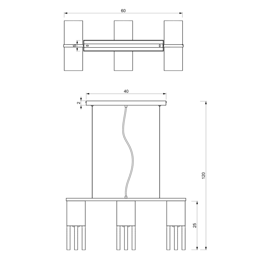 Lampadario a sospensione con filo MALM 3xE27/60W/230V